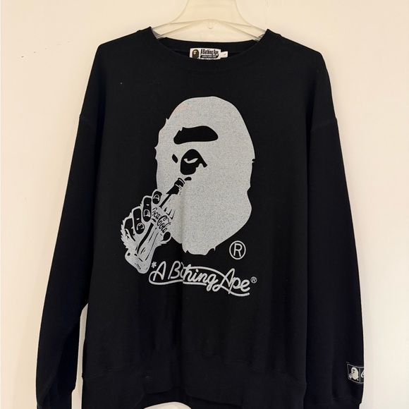Bape Coca-Cola Collab Black snd Gray Crewneck Sweater